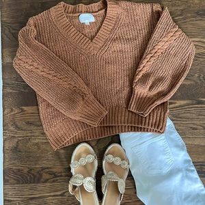 Cable knit chenille sweater
